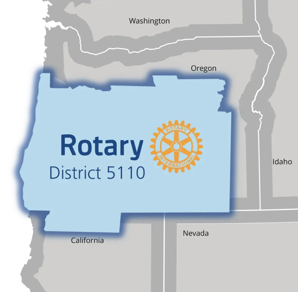Member Dismissal and Anti-Harassment 2 Graphic of a Pacific Northwest map showing Rotary District 5110 boundaries within Oregon and parts of Northern California.