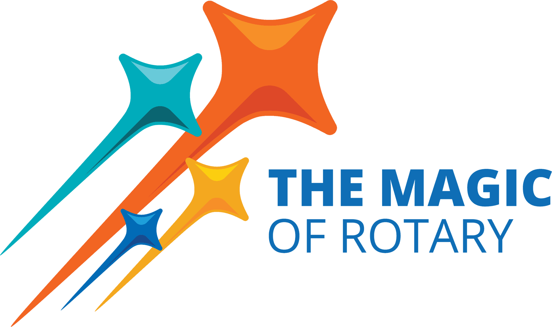 The Magic of Rotary Logo with Multi-colored Shooting Stars